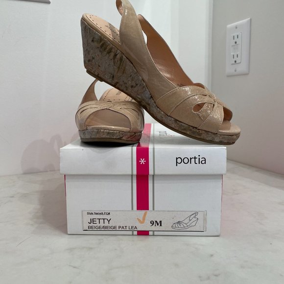Porita, size 9, sling back women's shoes. Beige, sandal, wedge heel - Picture 9 of 11